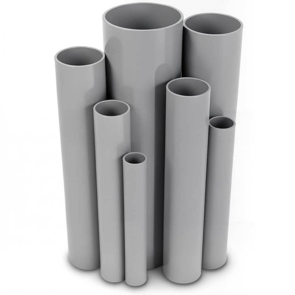 مواسير UPVC ضغط 16/20 قطر خارجي 200 مم سمك 14.9 مم لون رمادي