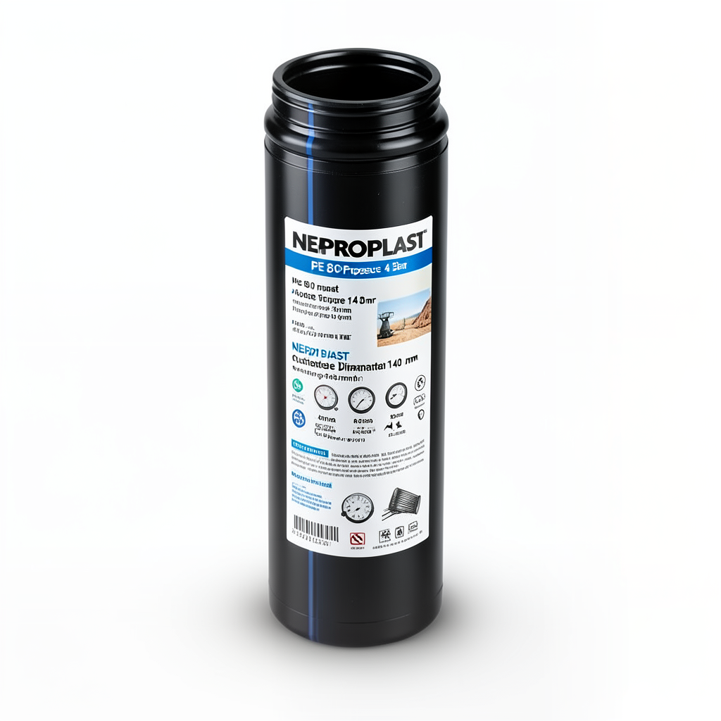 مواسير HDPE نيبروبلاست PE 80 ضغط 4 بار قطر خارجي 140 مم سمك 4.3 مم لون اسود | نيبروبلاست