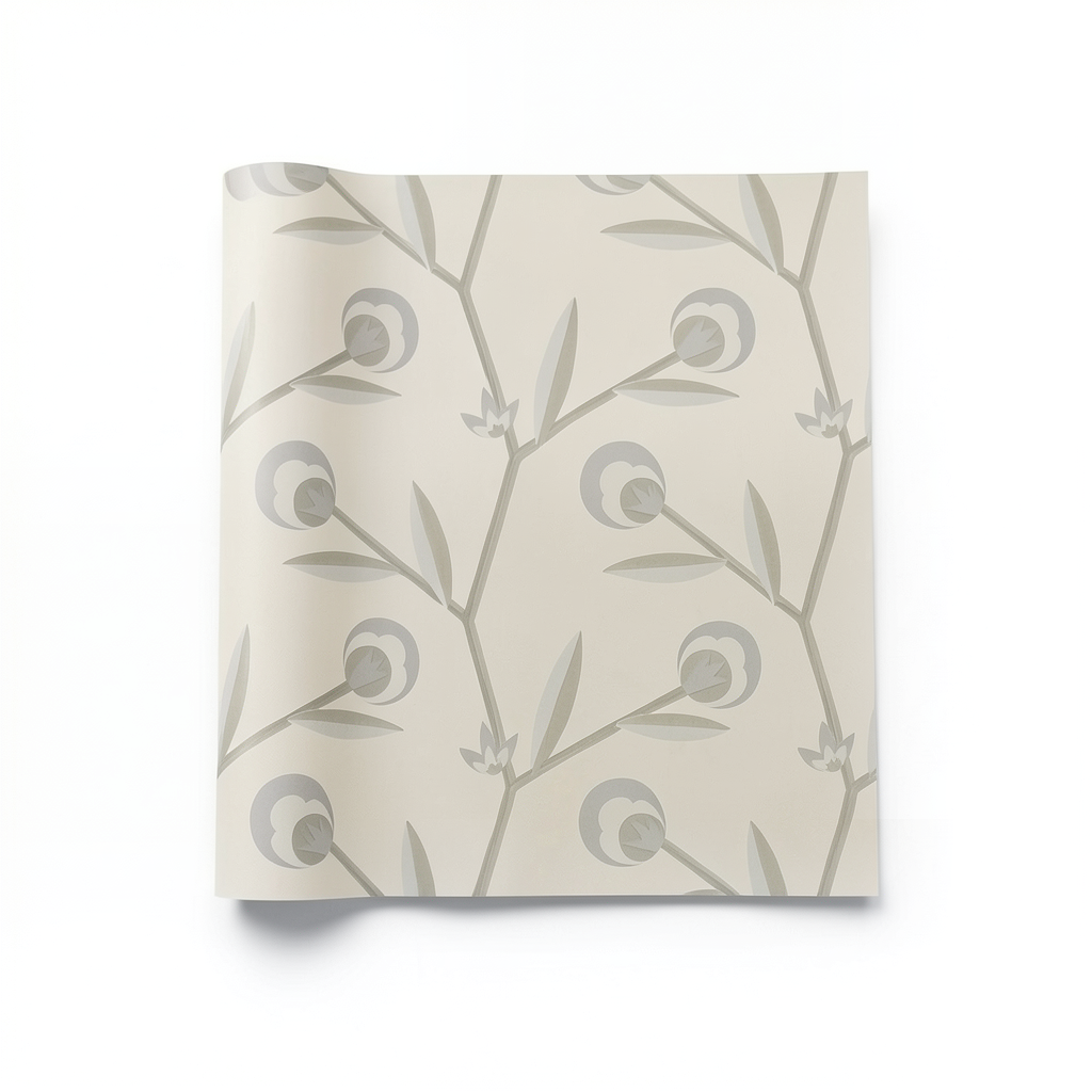 German Floral Wallpaper 10m x 0.53m Light Beige, Model 440300