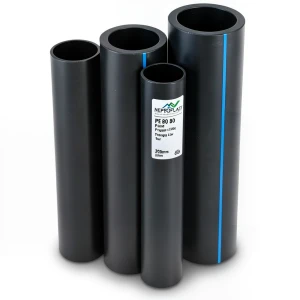 مواسير HDPE PE 80 ضغط 4 بار قطر خارجي 200 مم سمك 6.2 مم لون أسود | نيبروبلاست