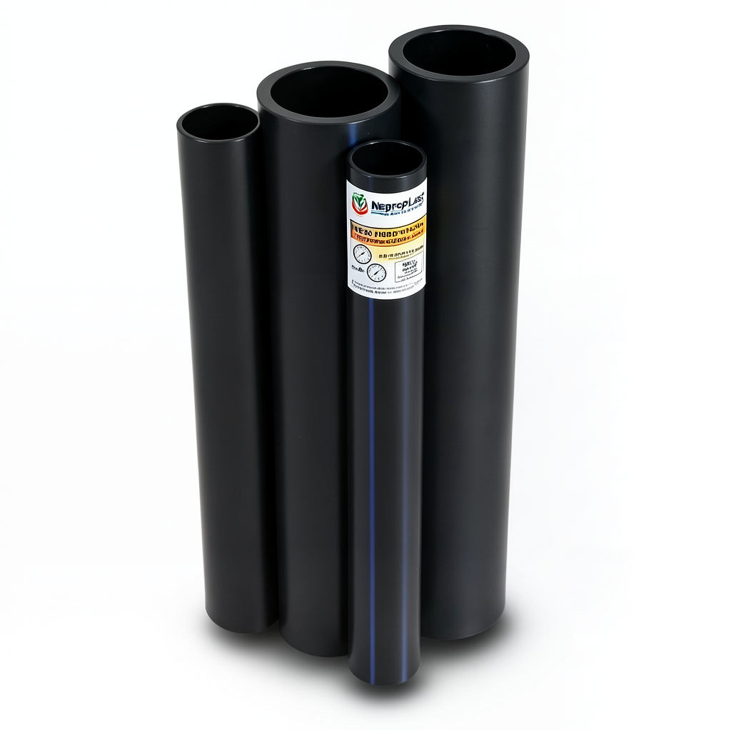 Neproplast HDPE Pipes PE 80 Pressure 4 Bar Diameter 250 mm Thickness 7.7 mm Black | NEPROPLAST