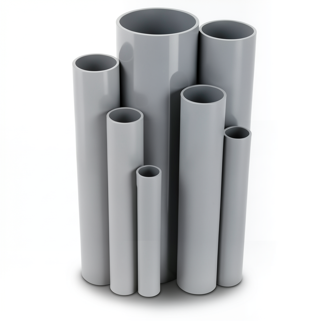 مواسير UPVC ضغط اسمي 10/20 بار قطر خارجي 140 مم سمك 6.7 مم لون رمادي