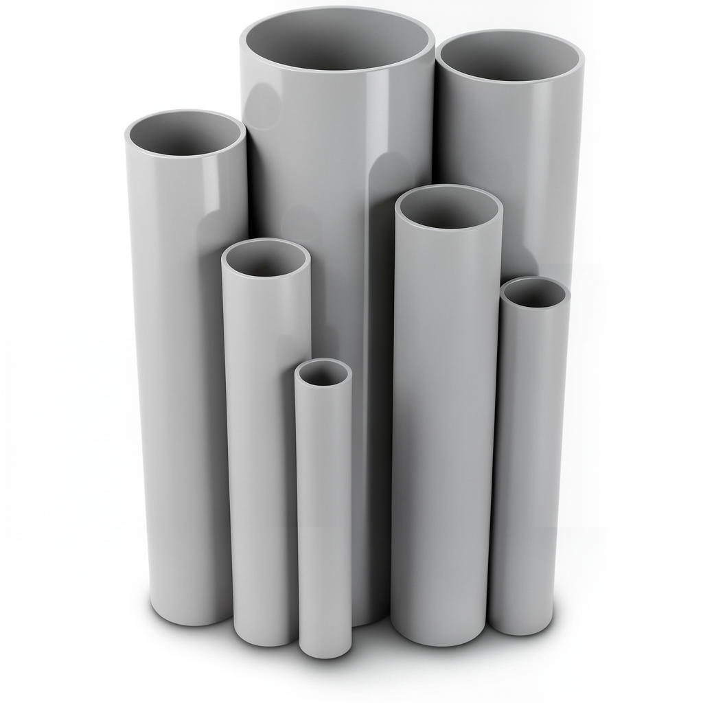 مواسير UPVC ضغط 6/20 بار قطر خارجي 90 مم سمك 2.7 مم لون رمادي