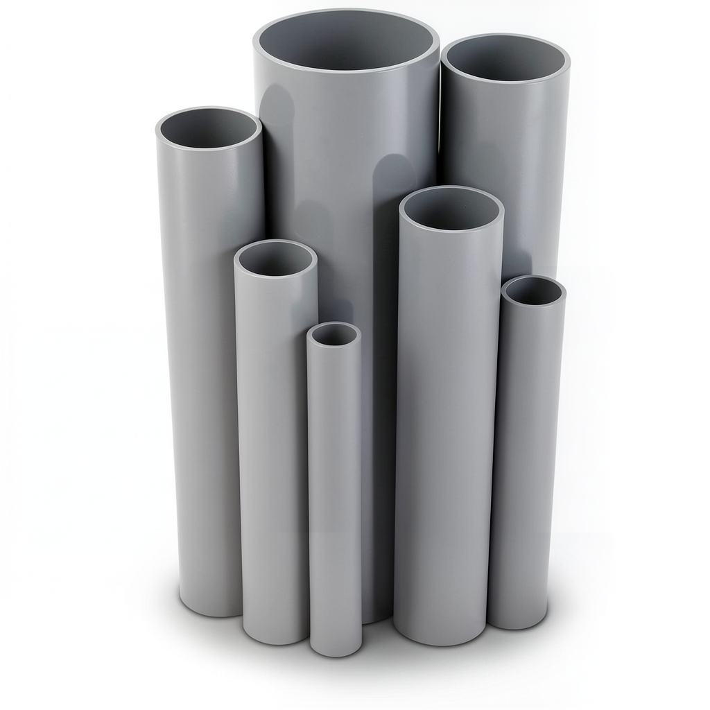 مواسير UPVC ضغط 16/20 بار قطر خارجي 90 مم سمك 6.7 مم لون رمادي