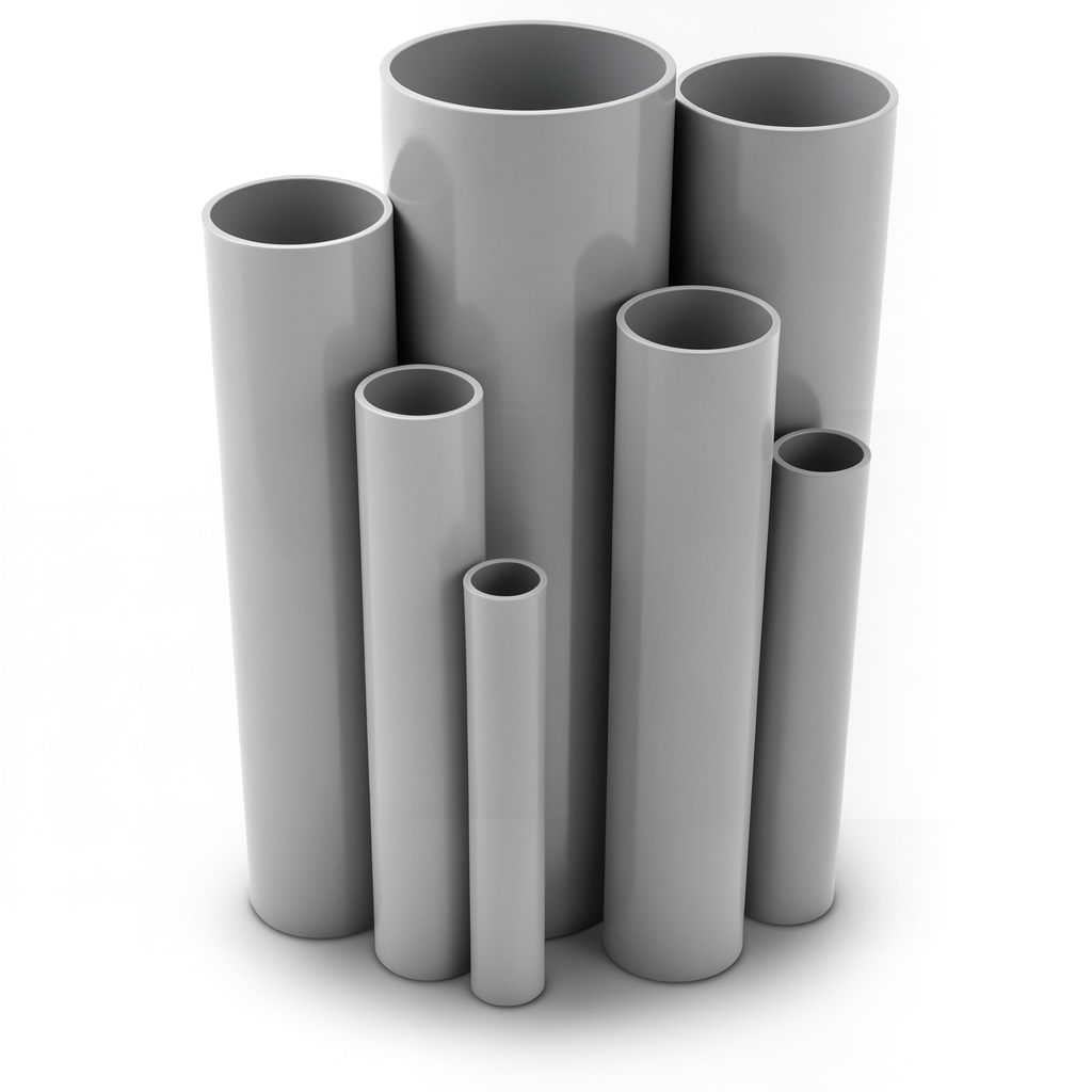 مواسير UPVC ضغط 6/20 بار قطر خارجي 125 مم سمك 3.7 مم لون رمادي