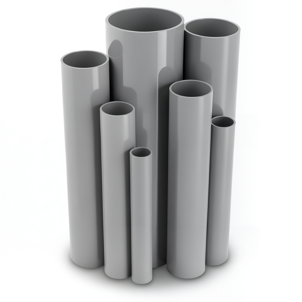 مواسير UPVC ضغط اسمي 10/20 بار قطر خارجي 140 مم سمك 6.7 مم لون رمادي