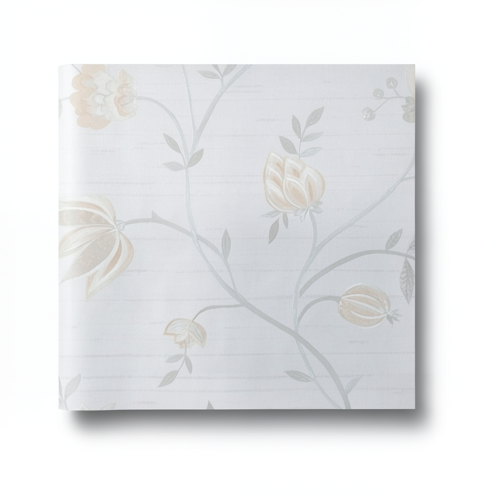 Italian Wall Decoration Floral Wallpaper 10m x 1.06m Pale Gray