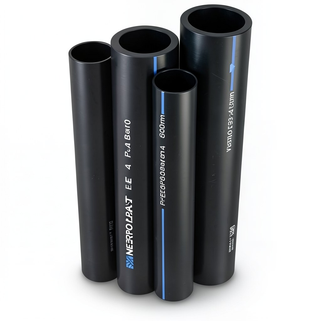 HDPE Pipes PE 80 Pressure 4 Bar 630 mm Diameter 19.3 mm Thickness Black | NEPROPLAST