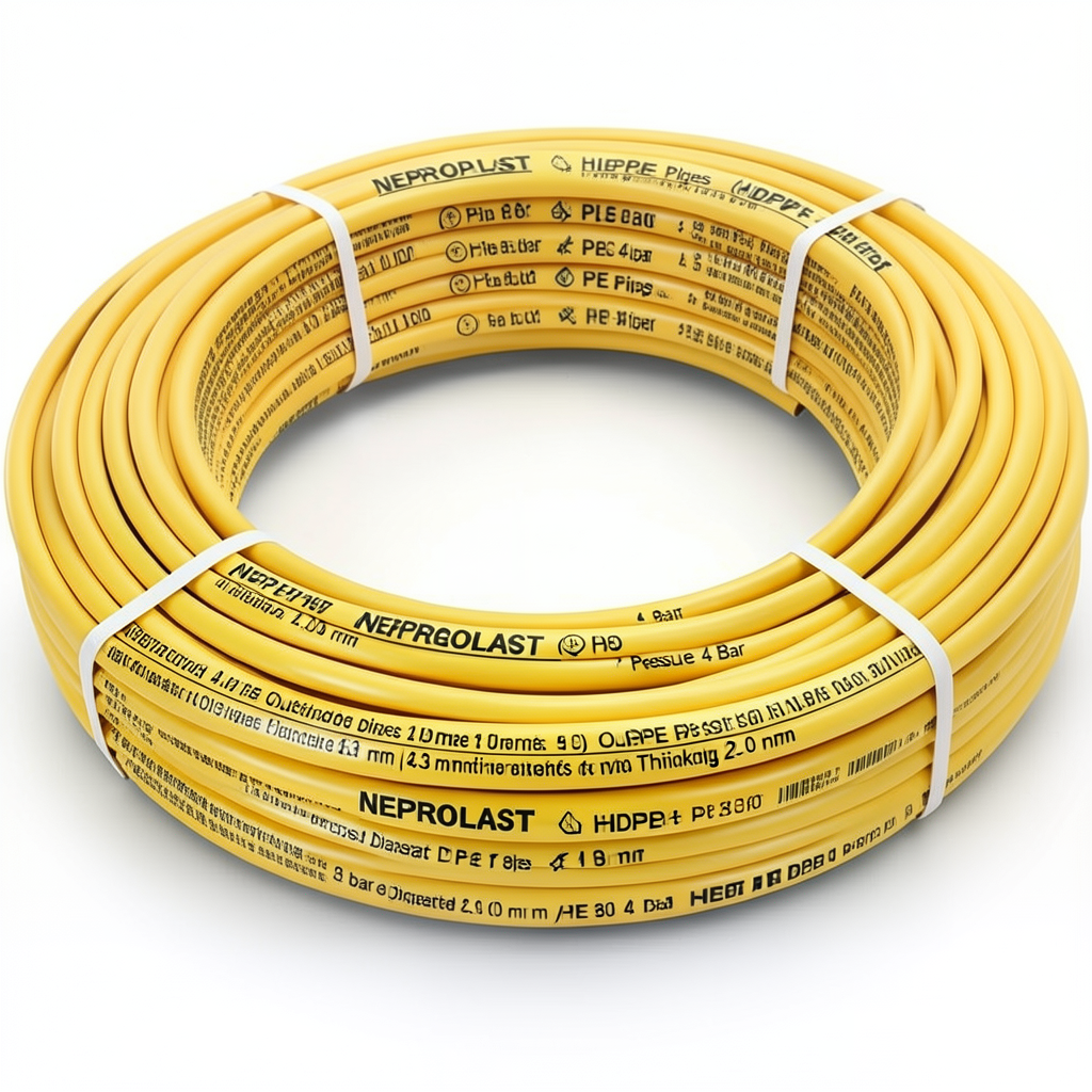 HDPE Pipes PE 80 Pressure 4 Bar Outside Diameter 63 mm Thickness 2.0 mm Yellow | NEPROPLAST