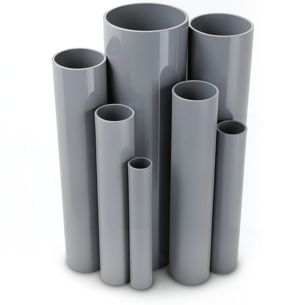مواسير UPVC ضغط 6/20 بار قطر خارجي 110 مم سمك 3.2 مم لون رمادي