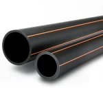 HDPE Pipes Outside Diameter 110 mm Thickness 5 mm Black with Orange Stripes