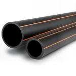 HDPE Pipes Outside Diameter 50 mm Thickness 3 mm Black with Orange Stripes