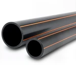 HDPE Pipes Outside Diameter 32 mm Thickness 1.9 mm Black with Orange Stripes