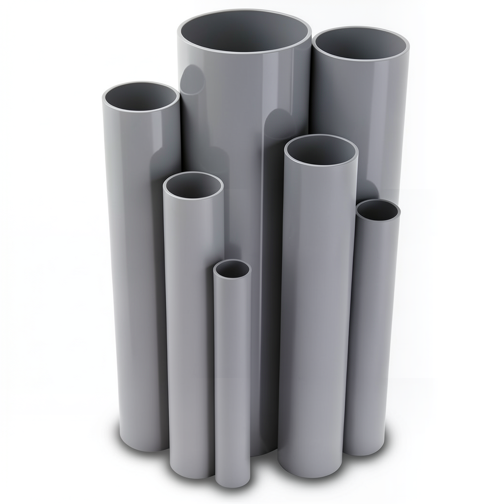 مواسير UPVC ضغط 6/20 بار قطر خارجي 125 مم سمك 3.7 مم لون رمادي