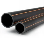 HDPE Pipes Outside Diameter 110 mm Thickness 5 mm Black with Orange Stripes