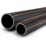 HDPE Pipes Outside Diameter 50 mm Thickness 3 mm Black with Orange Stripes