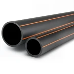 HDPE Pipes Outside Diameter 32 mm Thickness 1.9 mm Black with Orange Stripes