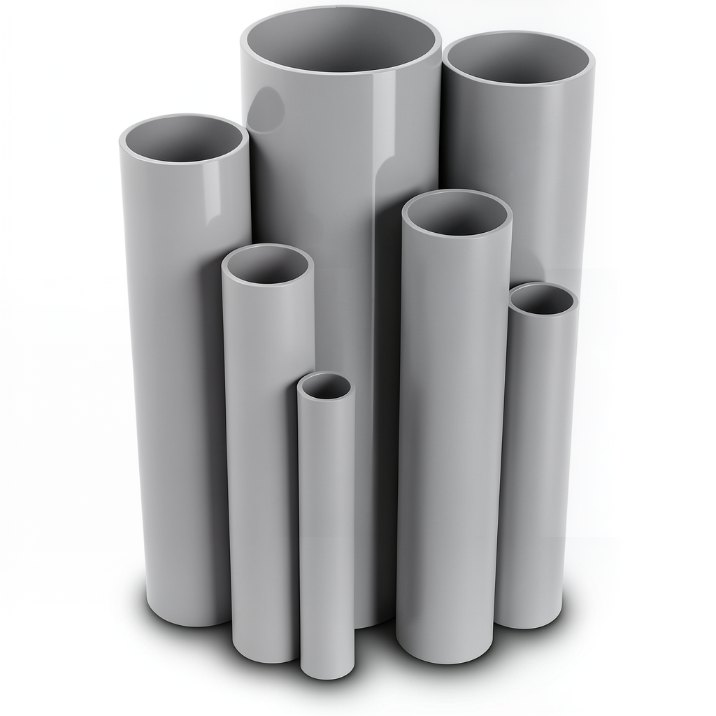 مواسير UPVC ضغط اسمي 10/20 بار قطر خارجي 140 مم سمك 6.7 مم لون رمادي