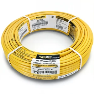 أنابيب HDPE نيبروبلاست PE 80 ضغط 4 بار قطر خارجي 110 مم سمك 3.4 مم لون أصفر | نيبروبلاست