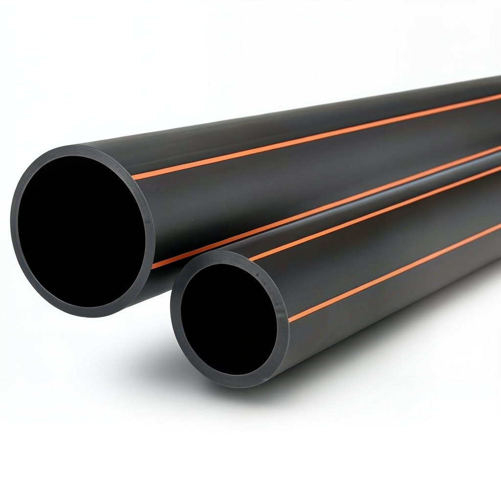 مواسير HDPE قطر خارجي 20 مم سمك 1.8 مم أسود مع خطوط برتقالي