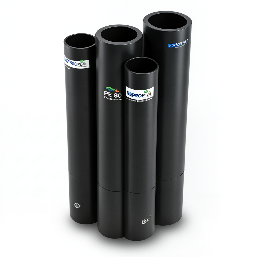 HDPE Pipes PE 80 Pressure 4 Bar Outside Diameter 500 mm Thickness 15.3 mm Black | NEPROPLAST