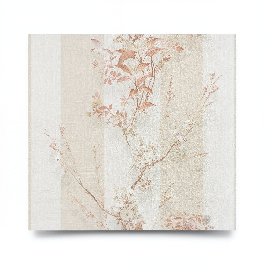 Italian Wallpaper Floral Design 10m x 1.06m Beige Color, Model 3022