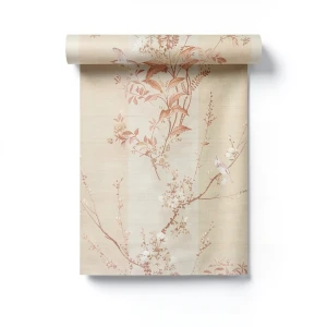 Italian Wallpaper Floral Design 10m x 1.06m Beige Color, Model 3022