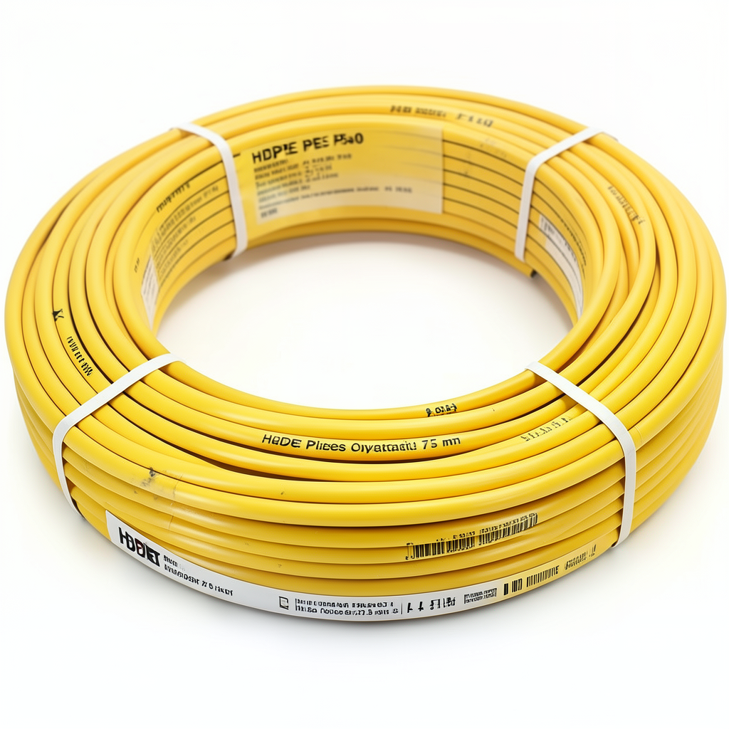 أنابيب HDPE PE 80 ضغط 4 بار قطر خارجي 75 مم سمك 2.3 مم لون أصفر | نيبروبلاست