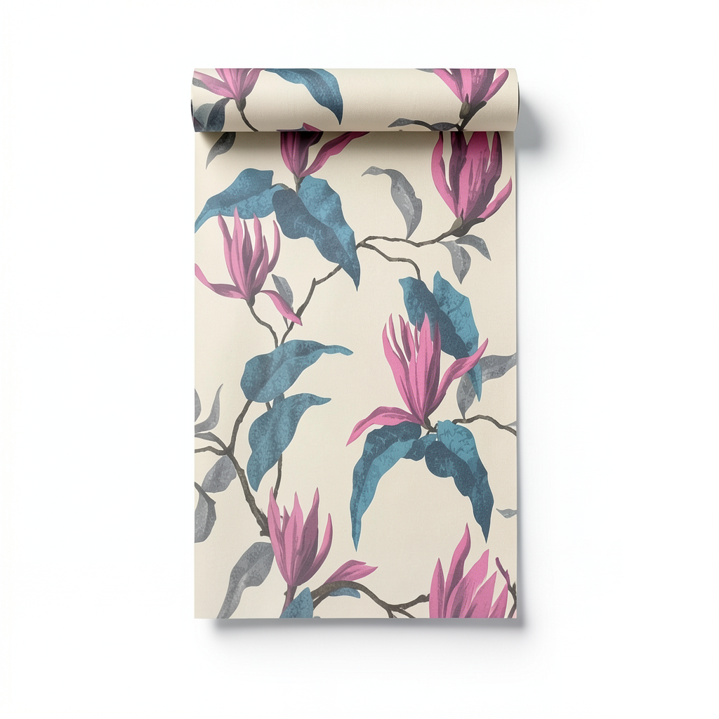 German Floral Wall Covering 10m x 0.53m Beige, Model 440416