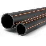 HDPE Pipes Outside Diameter 110 mm Thickness 5 mm Black with Orange Stripes