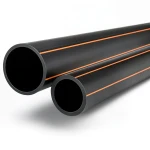 HDPE Pipes Outside Diameter 50 mm Thickness 3 mm Black with Orange Stripes