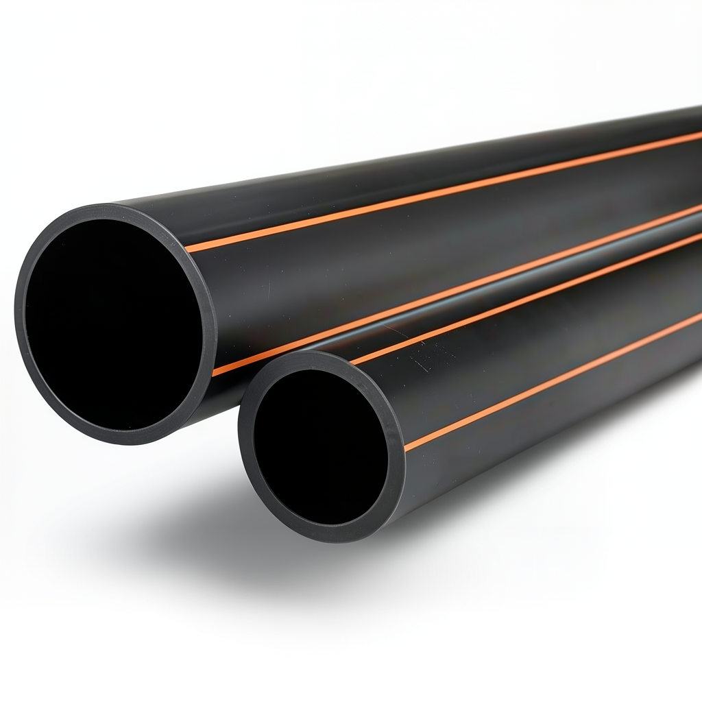 مواسير HDPE قطر خارجي 50 مم سمك 3 مم أسود مع خطوط برتقالي