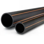 HDPE Pipes Outside Diameter 32 mm Thickness 1.9 mm Black with Orange Stripes
