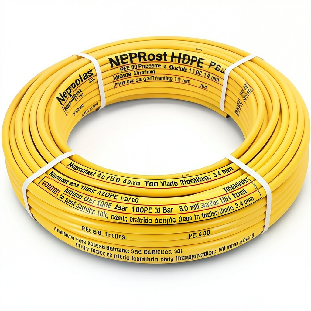 Neproplast HDPE Pipes PE 80 Pressure 4 Bar Outside Diameter 110 mm Thickness 3.4 mm Yellow | NEPROPLAST