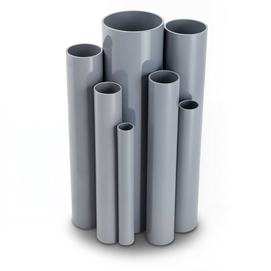 مواسير UPVC ضغط اسمي 16/20 بار قطر خارجي 200 مم سمك 14.9 مم لون رمادي