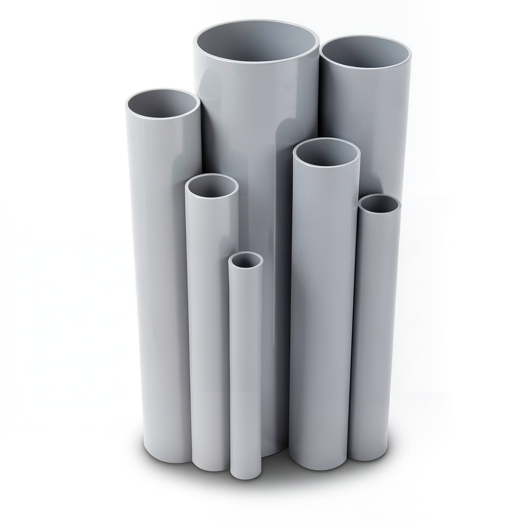 مواسير UPVC ضغط اسمي 10/20 بار قطر خارجي 225 مم سمك 10.8 مم لون رمادي