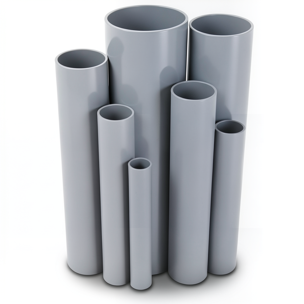مواسير UPVC ضغط اسمي 10/20 بار قطر خارجي 225 مم سمك 10.8 مم لون رمادي