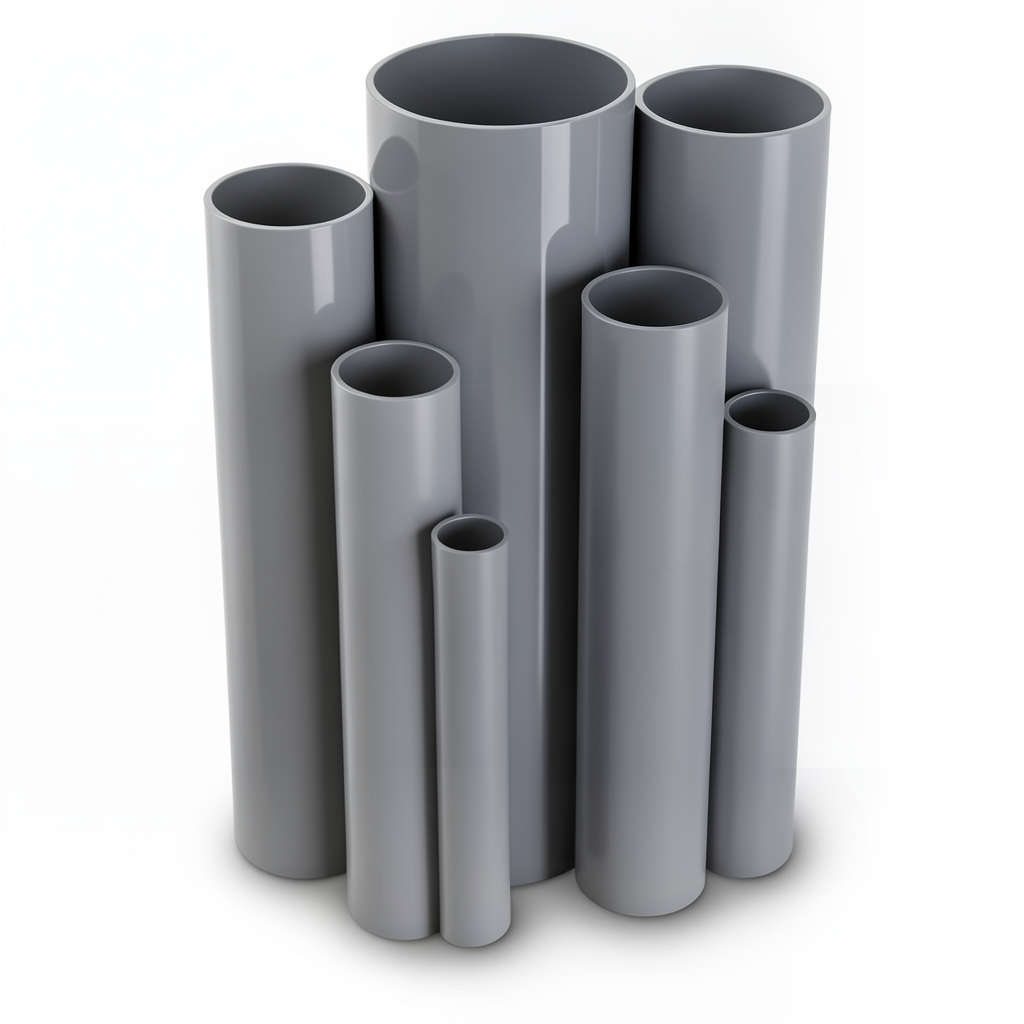 مواسير UPVC ضغط اسمي 10/20 بار قطر خارجي 250 مم سمك 11.9 مم لون رمادي