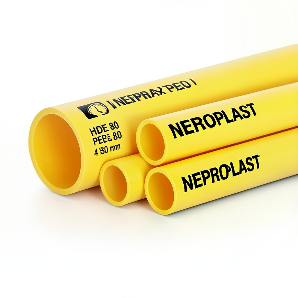 Neproplast HDPE Pipes PE 80 Pressure 4 Bar Outside Diameter 180 mm Thickness 5.5 mm Yellow | NEPROPLAST