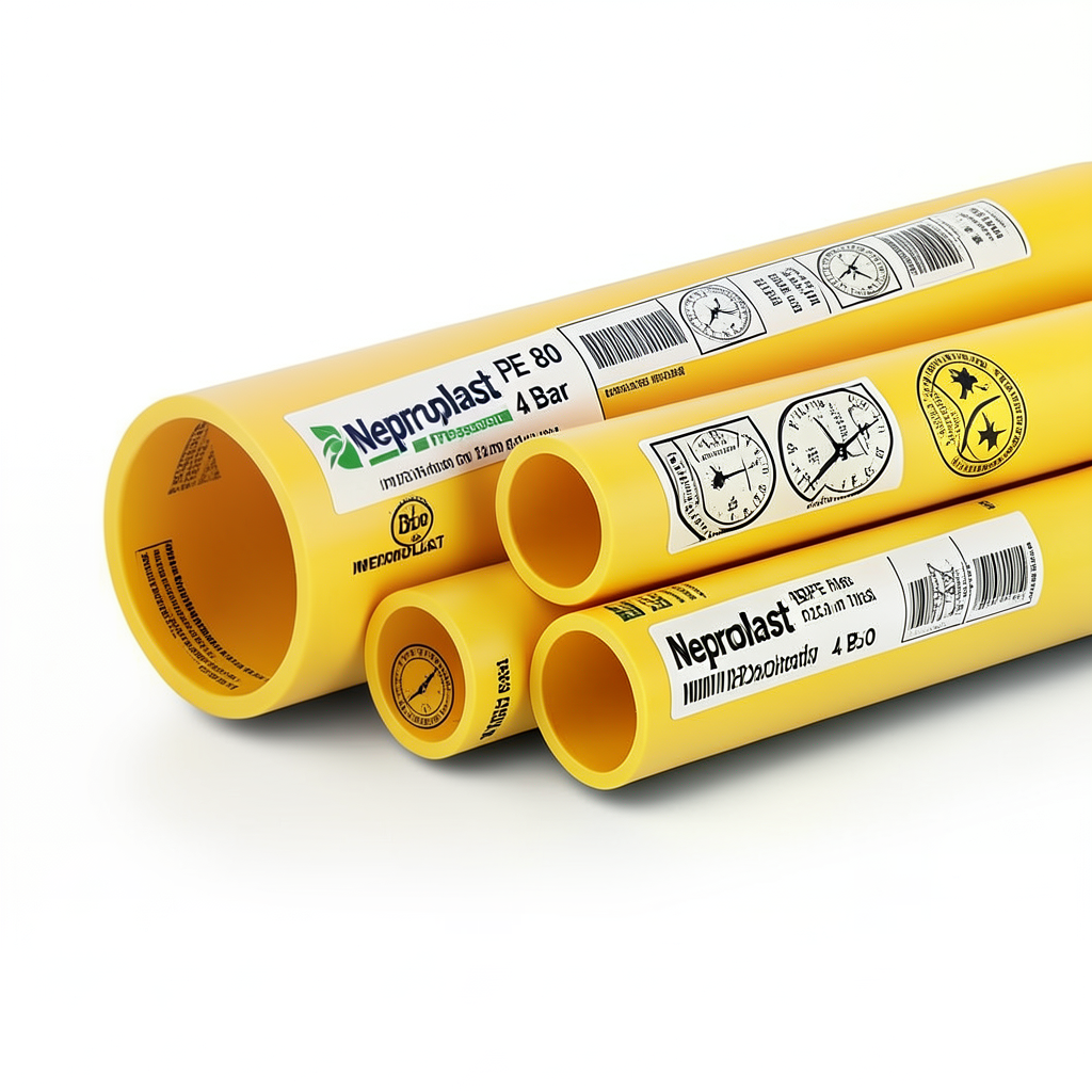 Neproplast HDPE Pipes PE 80 Pressure 4 Bar 225 mm Diameter 6.9 mm Thickness Yellow | NEPROPLAST