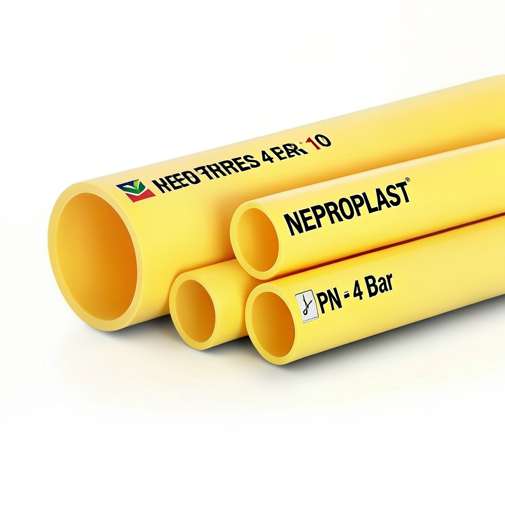 HDPE Pipes PE 80 Pressure 4 Bar 355 mm Diameter 10.9 mm Thickness Yellow | NEPROPLAST