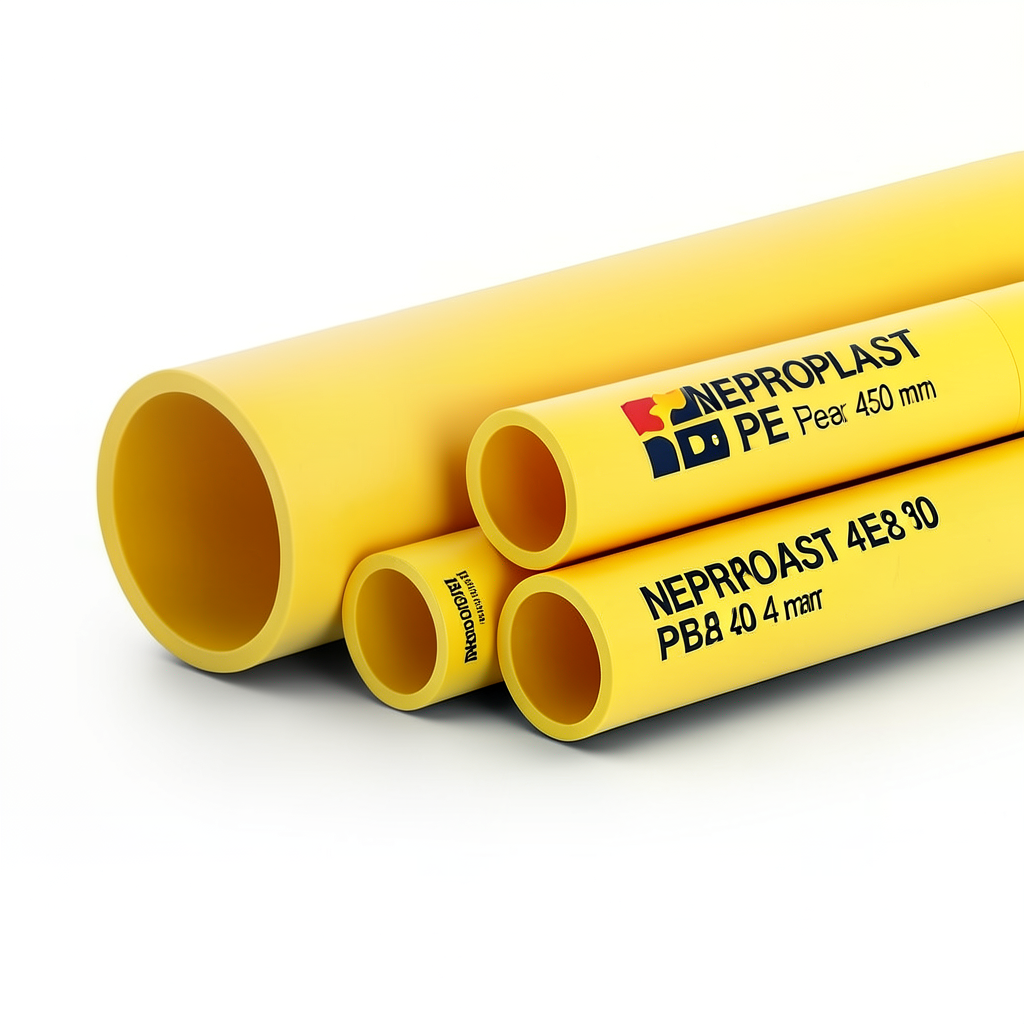 Neproplast HDPE Pipes PE 80 Pressure 4 Bar 450 mm Diameter 13.8 mm Thickness Yellow | NEPROPLAST