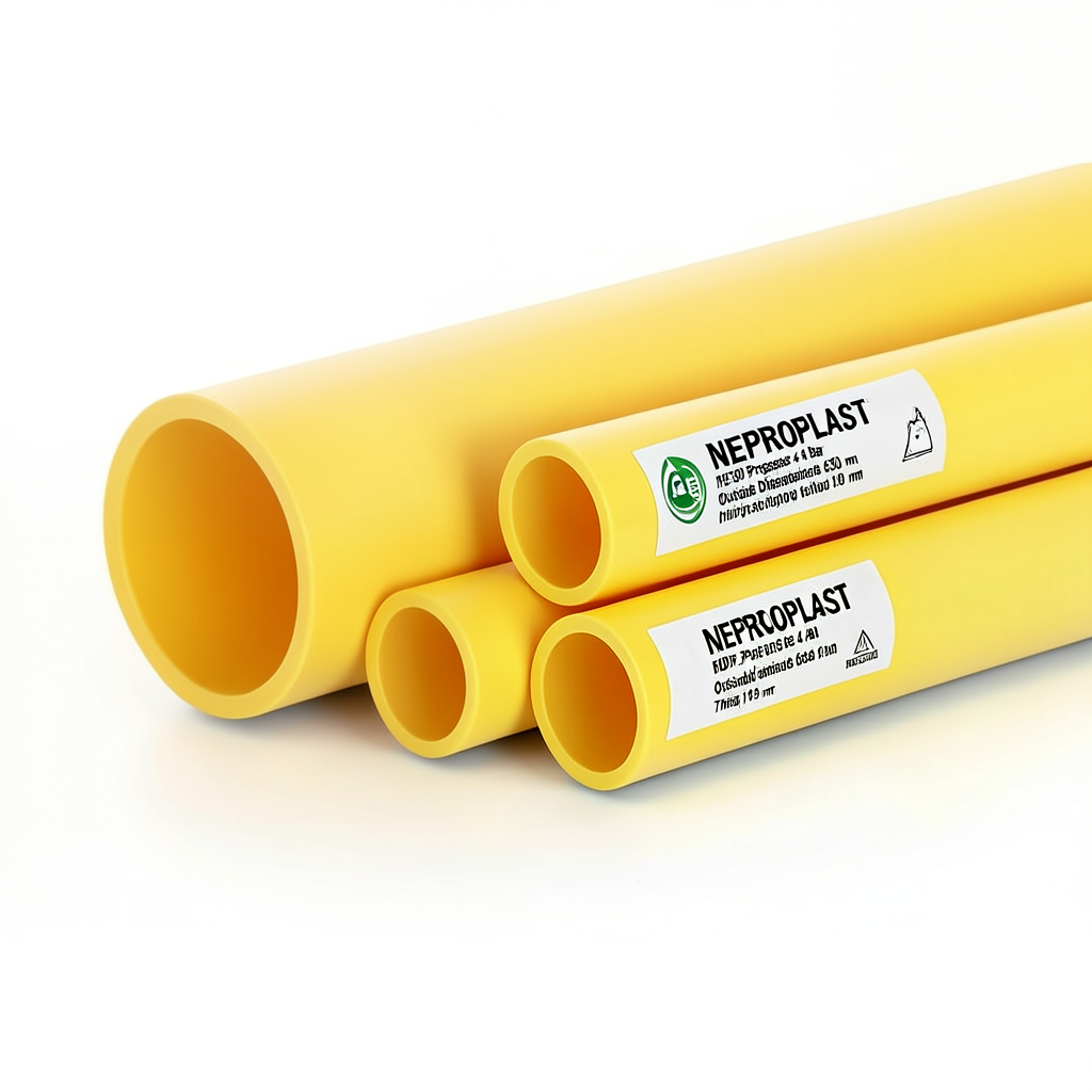 HDPE Pipes PE 80 Pressure 4 Bar Outside Diameter 630 mm Thickness 19.3 mm Yellow | NEPROPLAST