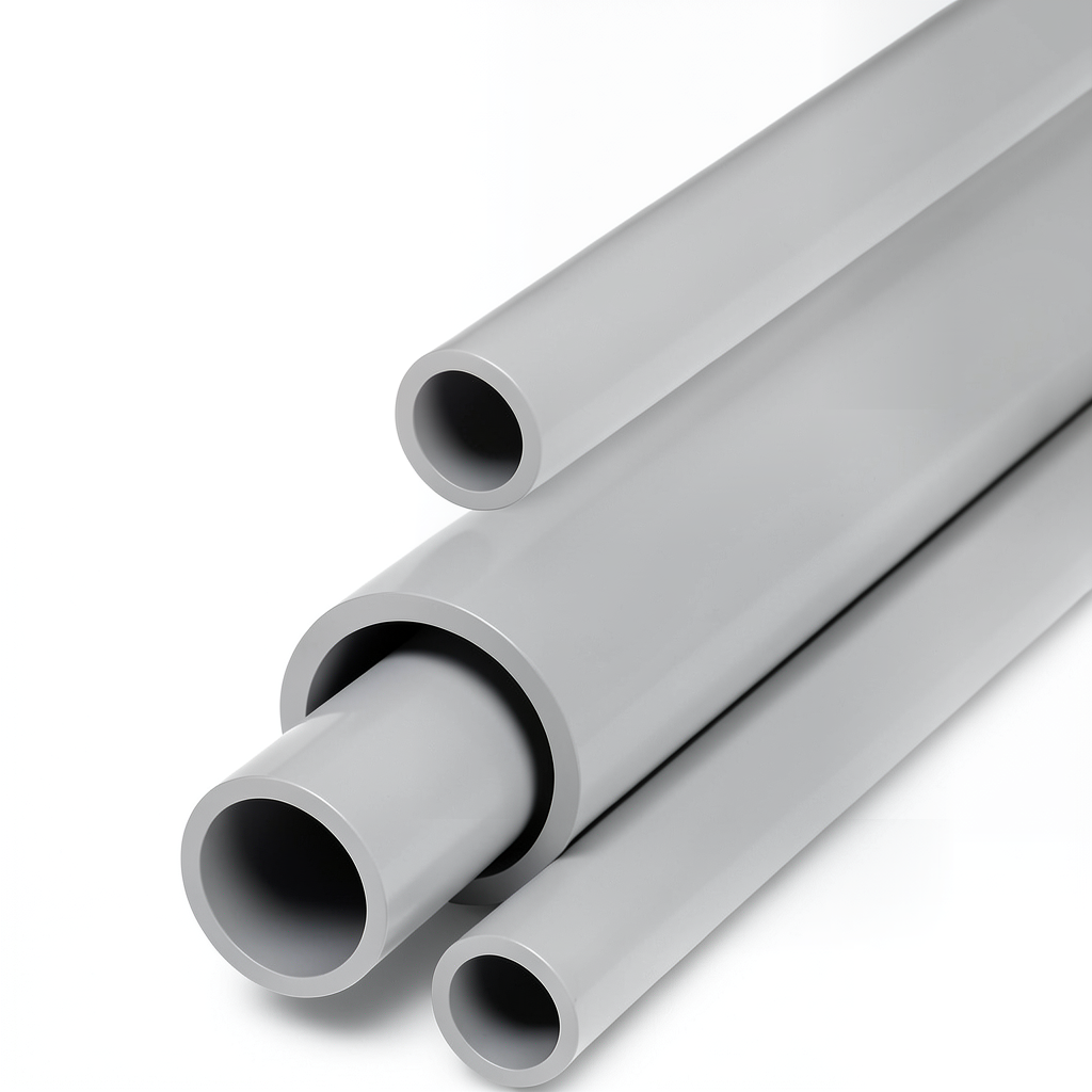 مواسير UPVC مقاس ½ 1 إنش جدول 40 سمك 3.68 مم لون رمادي فاتح