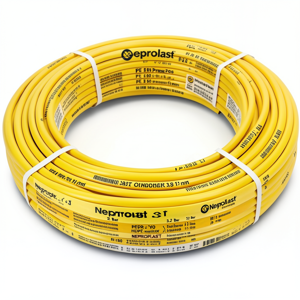 أنابيب HDPE نيبروبلاست PE 80 ضغط 3.2 بار قطر خارجي 75 مم سمك 1.9 مم لون أصفر | نيبروبلاست