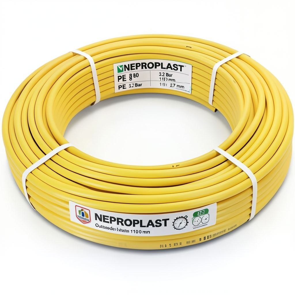 HDPE Pipes PE 80 Pressure 3.2 Bar Outside Diameter 110 mm Thickness 2.7 mm Yellow | NEPROPLAST