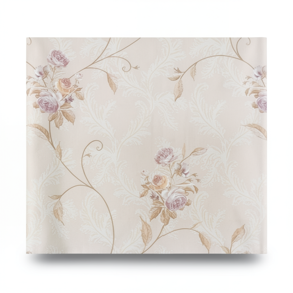 Italian Wall Covering Floral Design 10m x 1.06m Light Beige