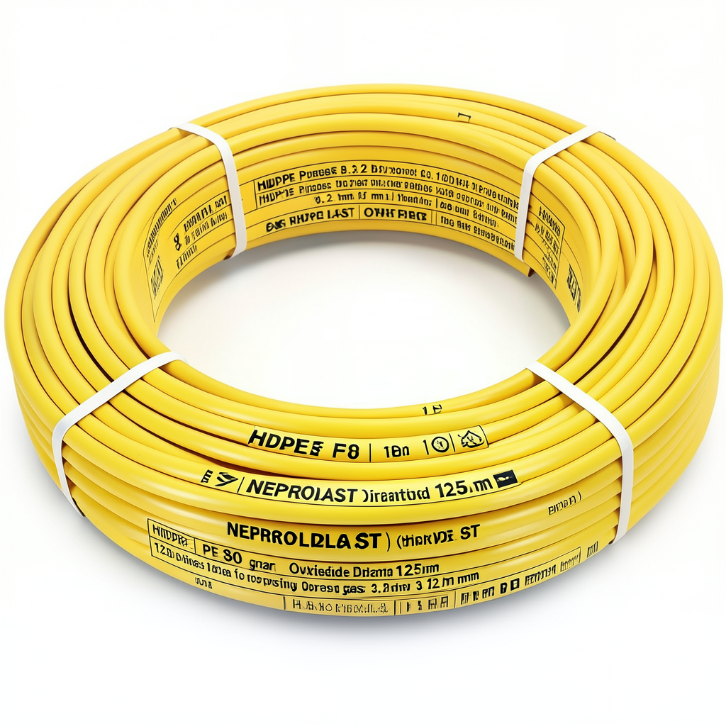 أنابيب HDPE PE 80 ضغط 3.2 بار قطر خارجي 125 مم سمك 3.1 مم لون أصفر | نيبروبلاست