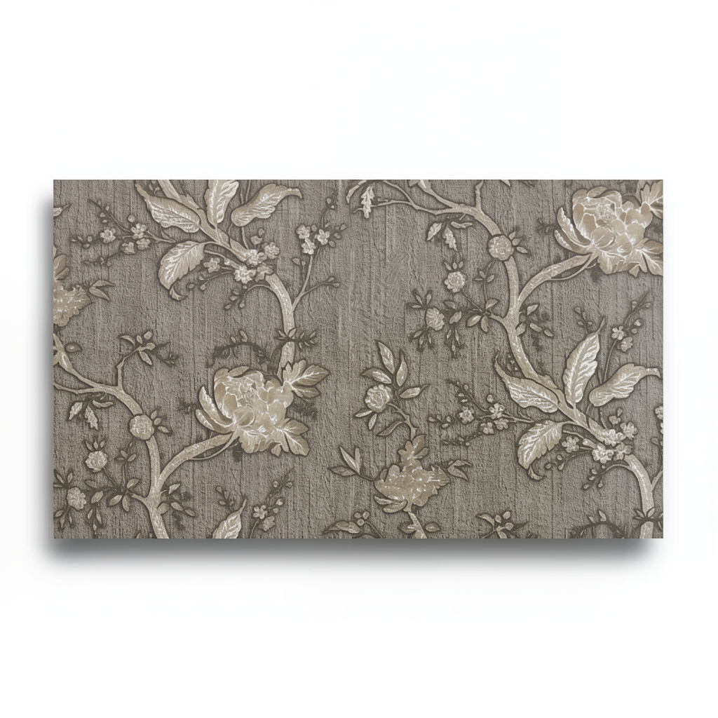 Italian Wall Covering Floral Design 10mx1.06m, Dark Beige