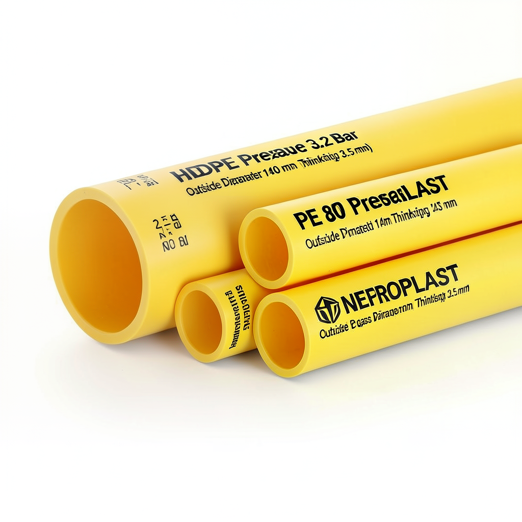 HDPE Pipes PE 80 Pressure 3.2 Bar Outside Diameter 140 mm Thickness 3.5 mm Yellow | NEPROPLAST